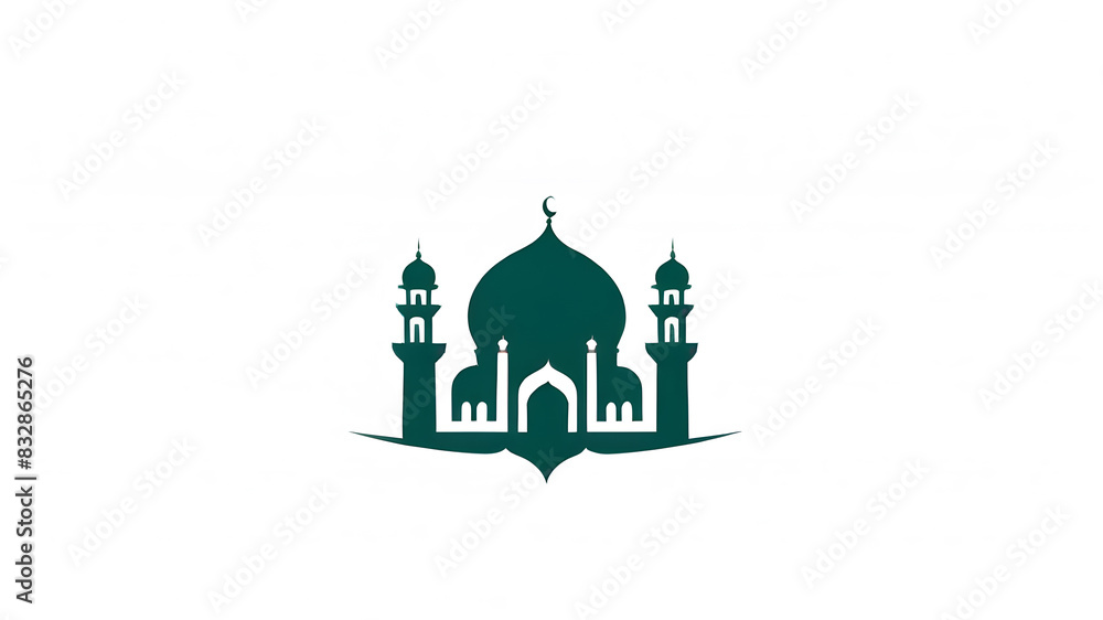 Mosque themed logo icon on white background, Generative AI Mosque themed logo icon on white background, Generative AI