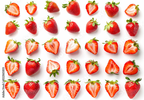 Strawberries sliced isolated on white background