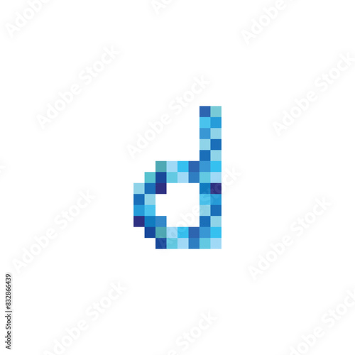 letter d pixels, simple blue vector logo symbol