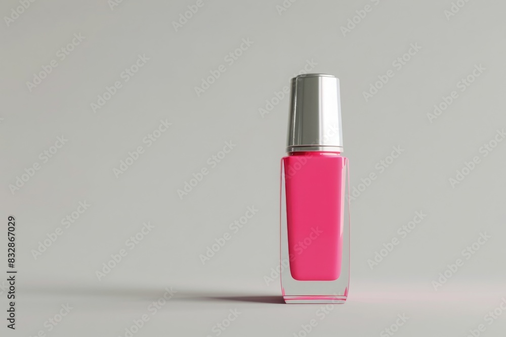 bottle of pink nail polish on plain white background from Generative AI bottle of pink nail polish on plain white background from Generative AI