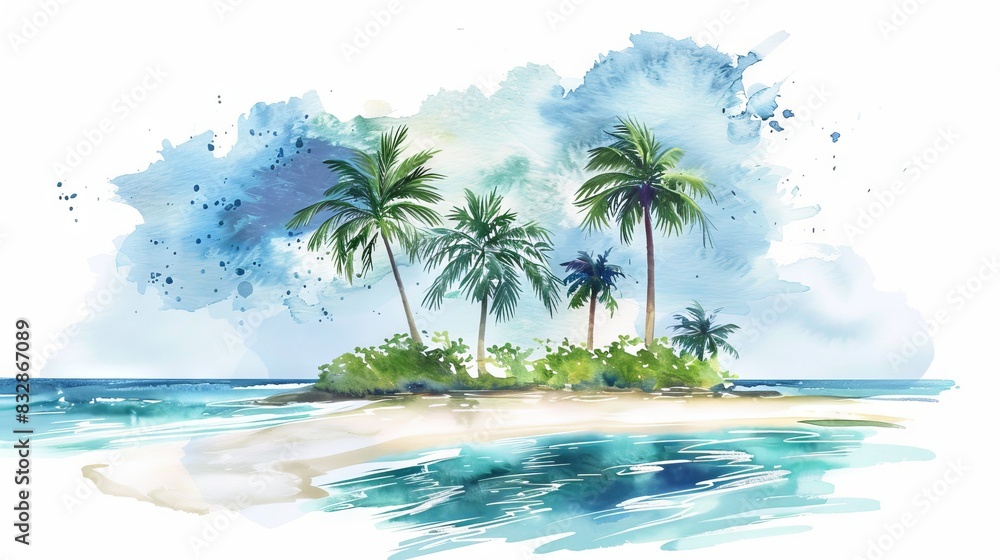 landscape of an island full of palm trees landscape of an island full of palm trees