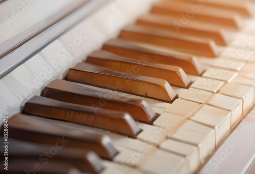 Close-up of piano keys , with a warm, soft focus effect