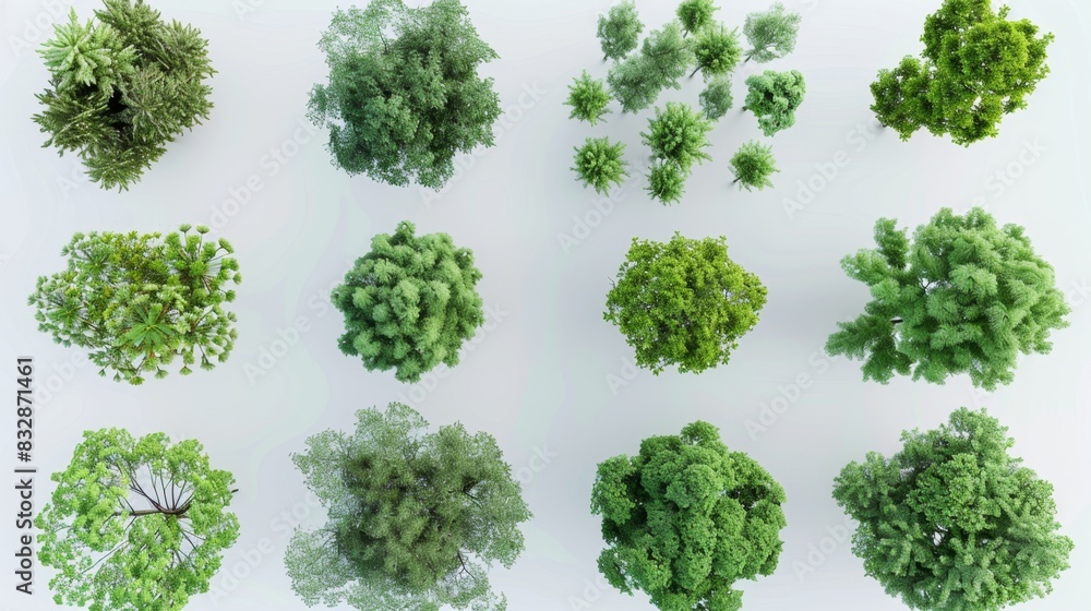 Top View of Various Trees - Generative AI Top View of Various Trees - Generative AI