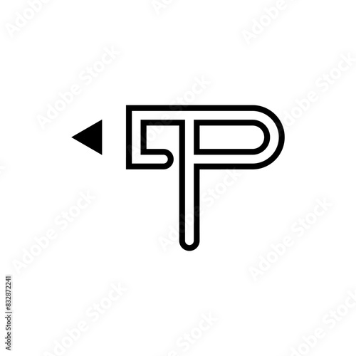 Letter P pencil logo icon vector template. Creative logo pencil with line art style logo business.