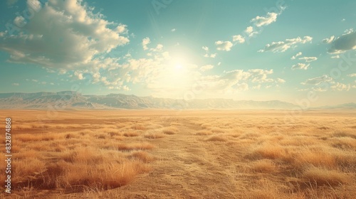 wild west desert landscape, vintage-toned abstract background with tumbleweeds rolling across vast desert plains, evoking the wild west nature theme