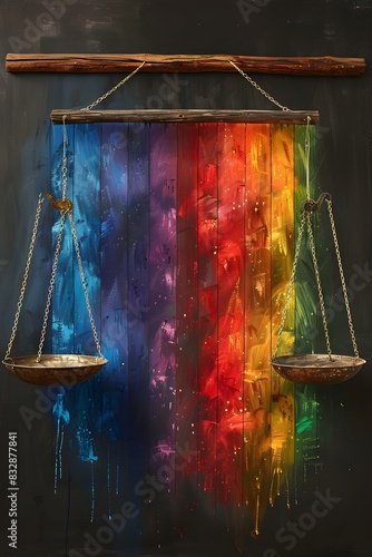 Chalk Drawing Art, An authentic depiction of LGBTQ+ individuals as mainstays of the courtroom environment, ensuring fairness and impartiality in legal proceedings., Minimalism photo