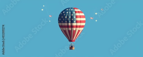 Generate a visual of a hot air balloon with an American flag design