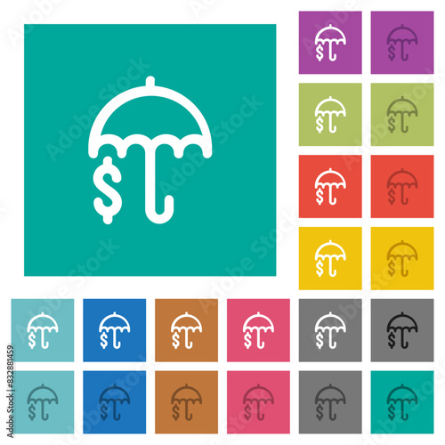 Financial protection outline square flat multi colored icons