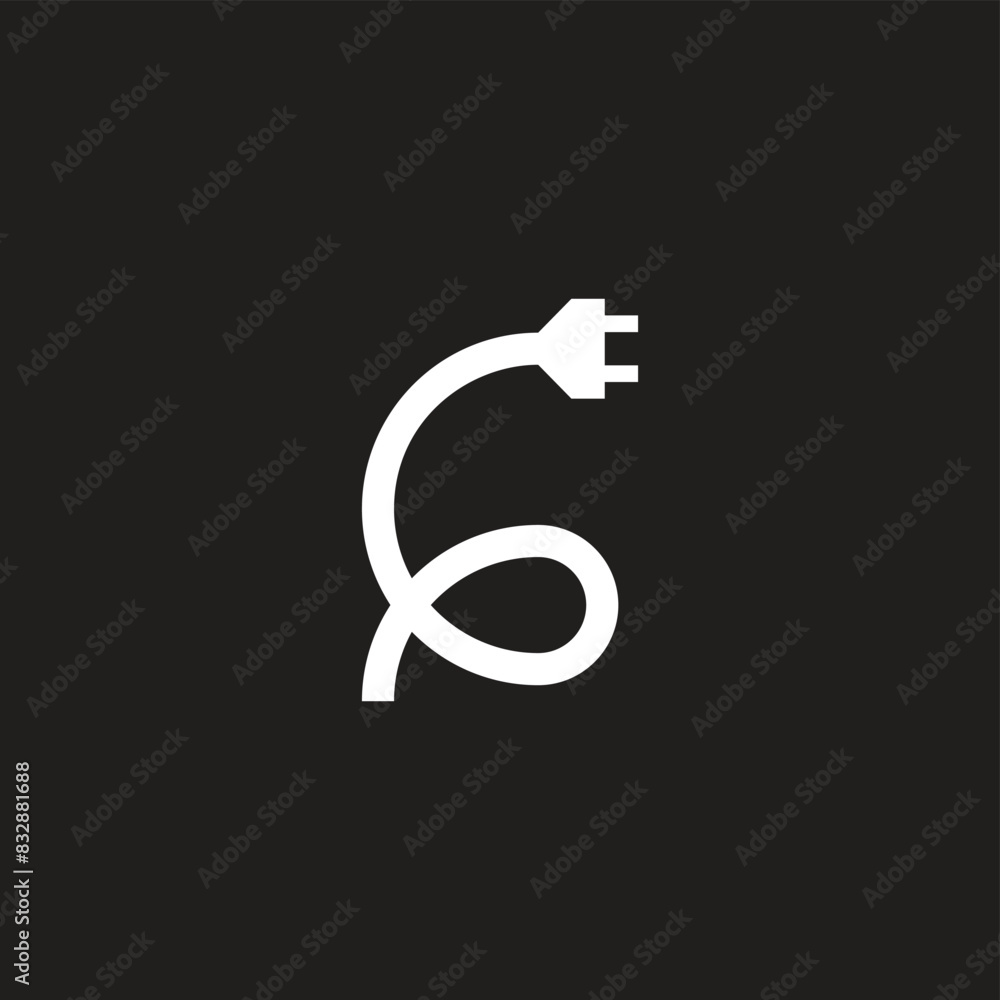Number 6 electric cable geometric symbol simple logo vector Number 6 electric cable geometric symbol simple logo vector