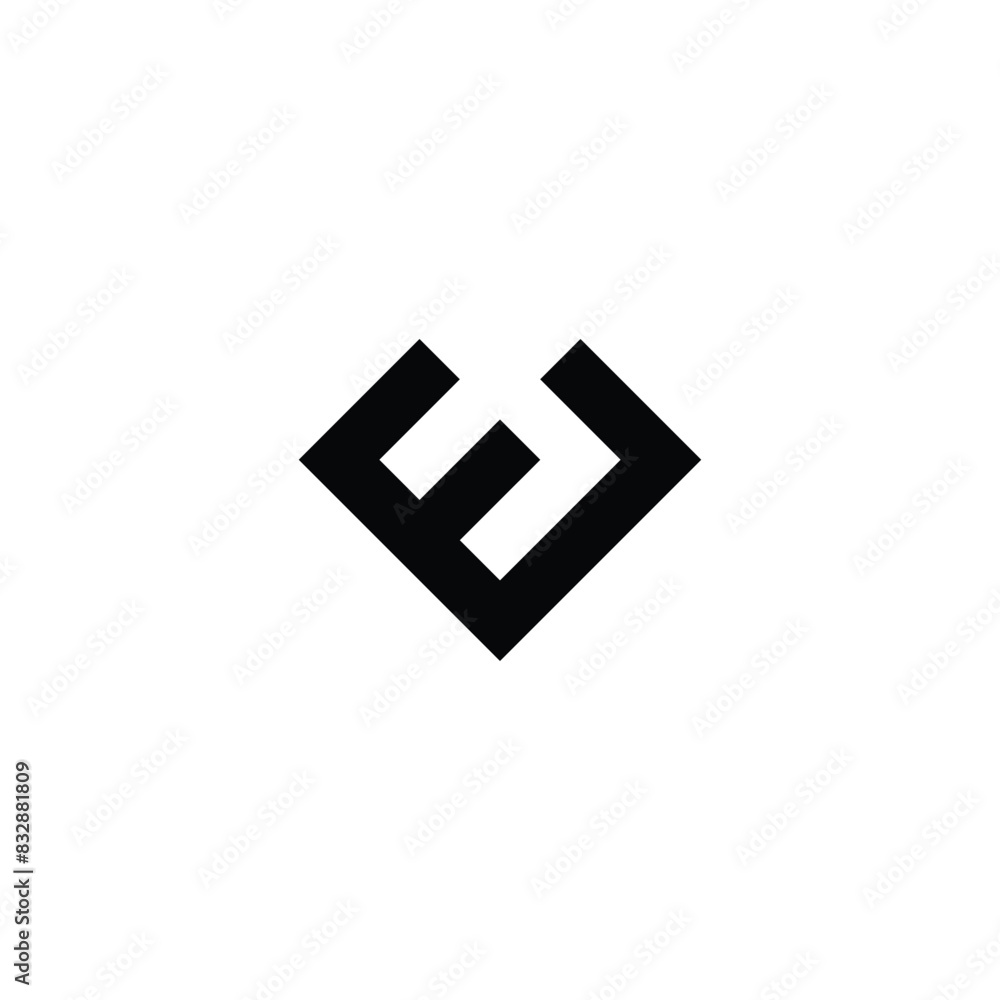 Obraz premium letter E heart, square geometric symbol simple logo vector