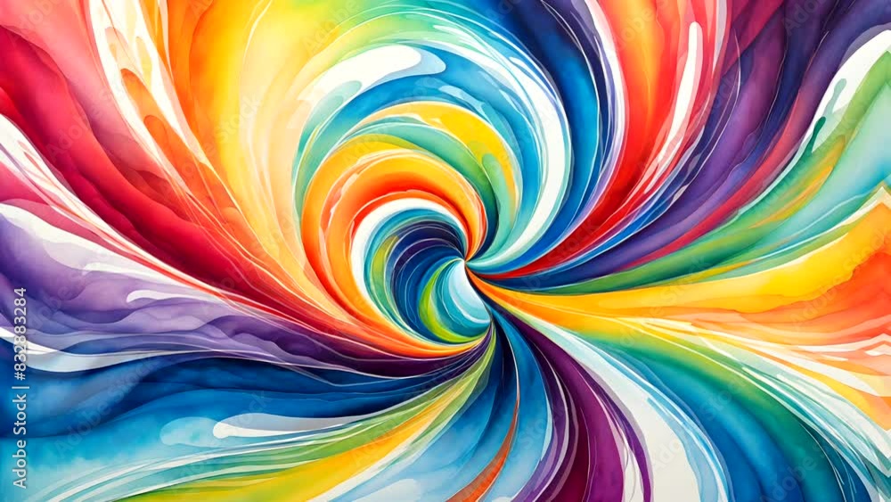 A colorful swirl of paint with a rainbow of colors. The painting is abstract and has a sense of movement and energy A colorful swirl of paint with a rainbow of colors. The painting is abstract and has a sense of movement and energy