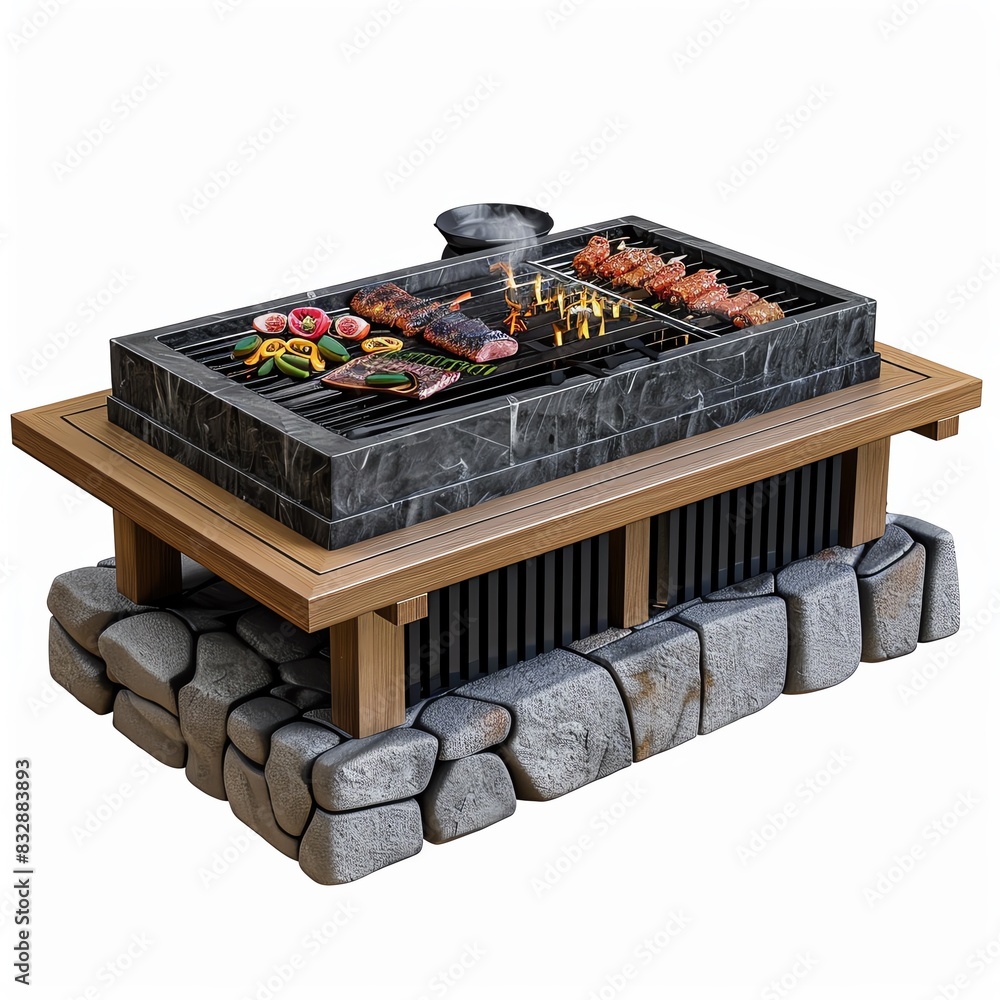 Hibachi Grill, isolated white background, without shadow, single object ...