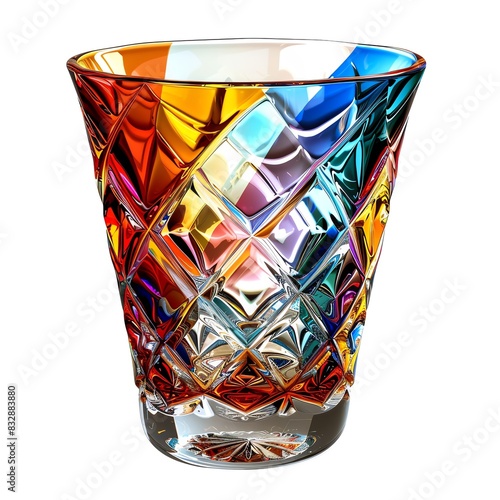 Edo Kiriko Glassware, isolated white background, without shadow, single object, detailed, PNG dicut style, model object photo