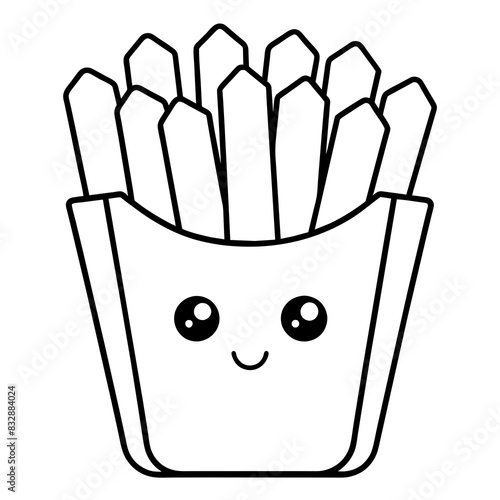 cute french fries line art vector 