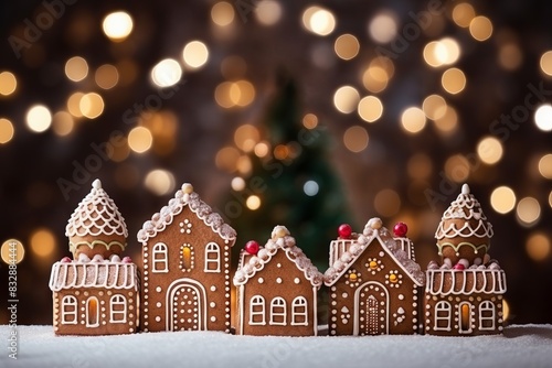 Gingerbread houses on snow ...