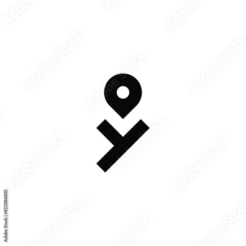 Letter y location geometric symbol simple logo vector