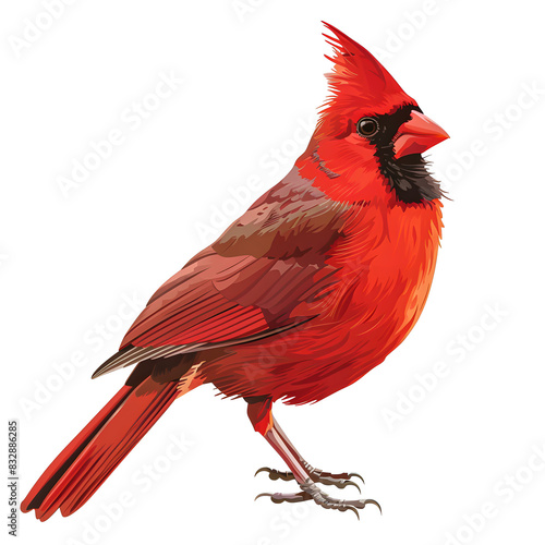 Vector illustration of a cardinal bird on a white background. Suitable for crafting and digital design projects.[A-0002]
