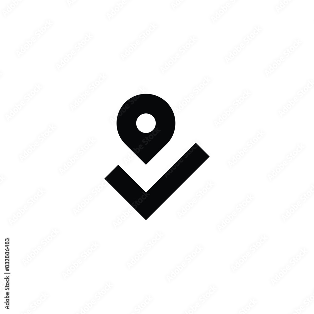 location icon, and tick geometric symbol simple logo vector location icon, and tick geometric symbol simple logo vector
