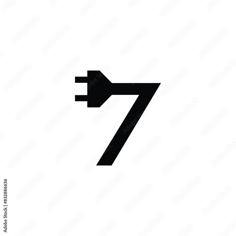 Number 7 electric cable geometric symbol simple logo vector Number 7 electric cable geometric symbol simple logo vector