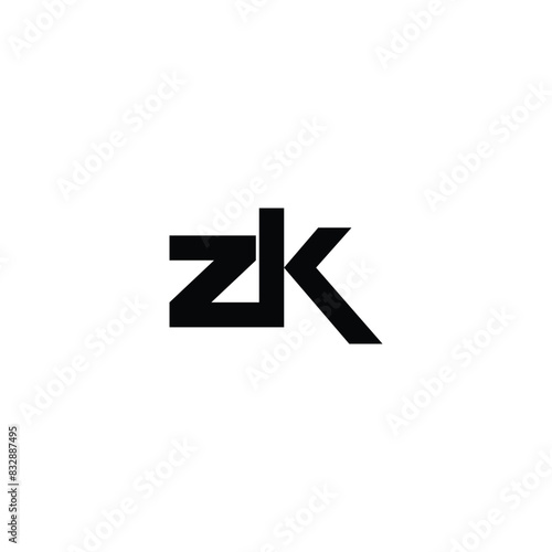 Letter zk connect geometric symbol simple logo vector