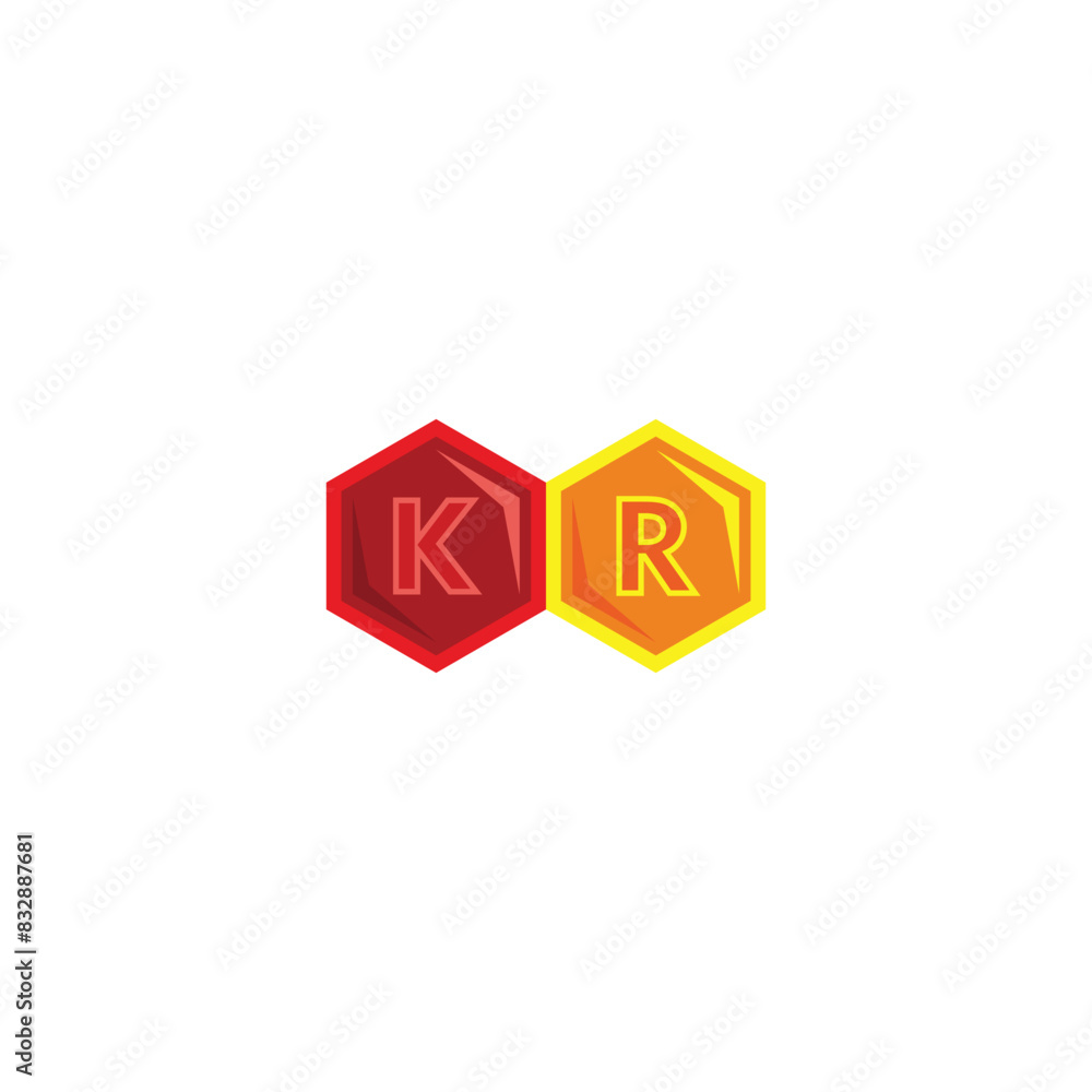 Letter KR hexagon, colors geometric symbol simple logo vector Letter KR hexagon, colors geometric symbol simple logo vector