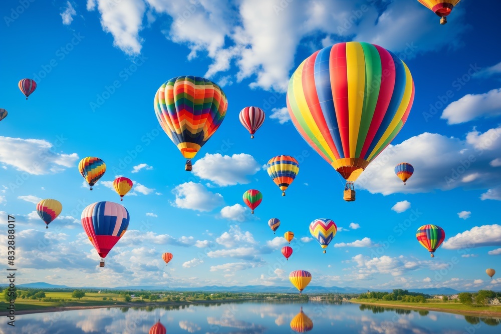 Obraz premium Hot air balloons - Generative AI