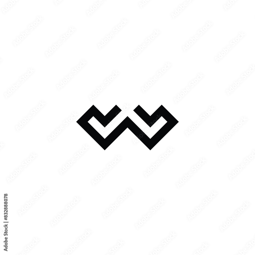 Letter W two heart geometric symbol simple logo vector Letter W two heart geometric symbol simple logo vector