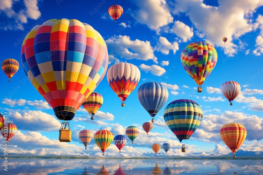 Obraz premium Hot air balloons - Generative AI
