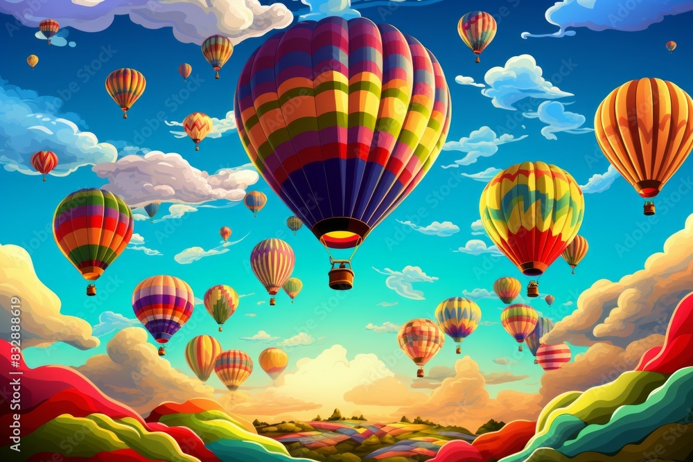 Fototapeta premium Hot air balloons - Generative AI