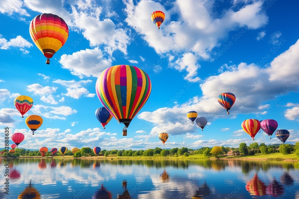 Fototapeta premium Hot air balloons - Generative AI