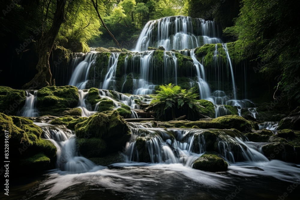 Obraz premium Waterfalls - Generative AI