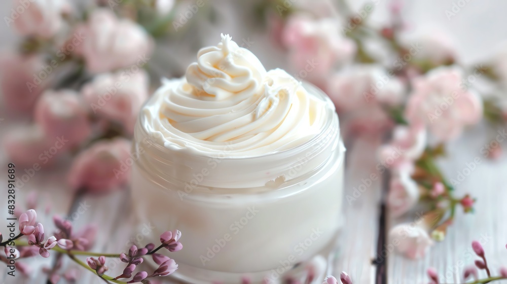 A luxurious body butter jar with a rich, creamy texture A luxurious body butter jar with a rich, creamy texture