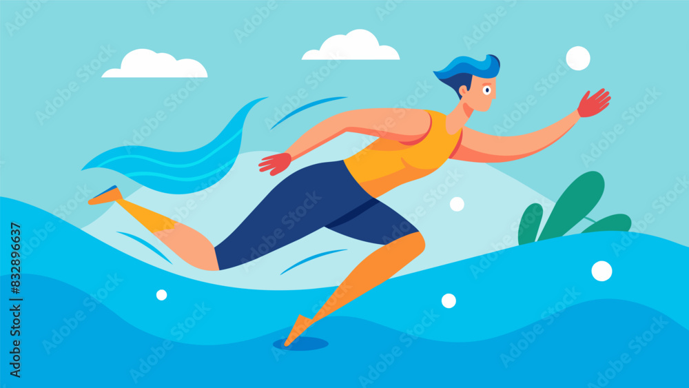 Ride the waves and work up a sweat in a refreshing underwater exercise program.. Vector illustration Ride the waves and work up a sweat in a refreshing underwater exercise program.. Vector illustration