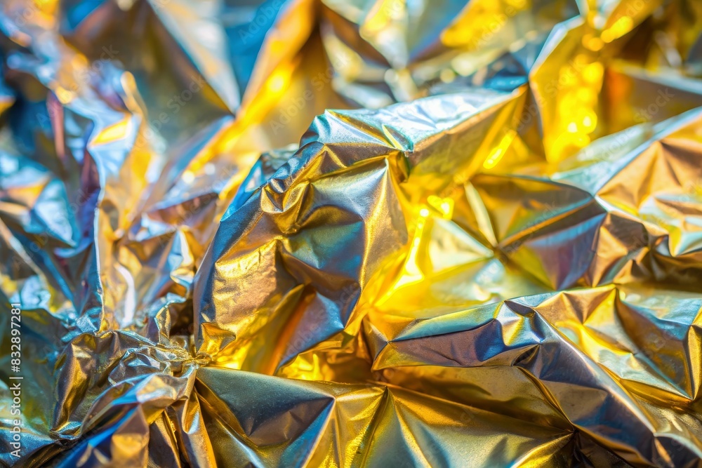 Iridescent Crumpled Foil. Abstract Modern pastel colored holographic background in 80s style. Crumpled iridescent foil textile real texture. Synthwave. Vaporwave style. Retrowave, retro futurism Iridescent Crumpled Foil. Abstract Modern pastel colored holographic background in 80s style. Crumpled iridescent foil textile real texture. Synthwave. Vaporwave style. Retrowave, retro futurism