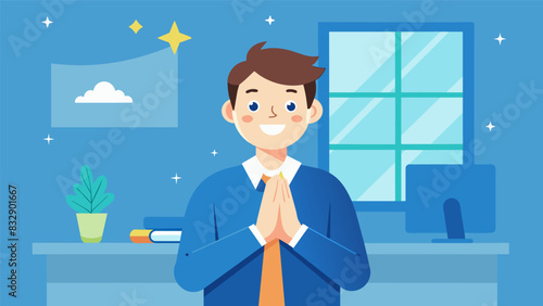 As the first day comes to a close the new employee reflects on the warm welcome and promising start to their new job feeling grateful and excited for. Vector illustration