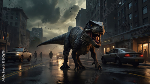 dinosaur in the city	
 photo