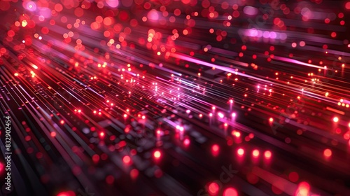 Glowing fiber optics in digital grid © vie_art