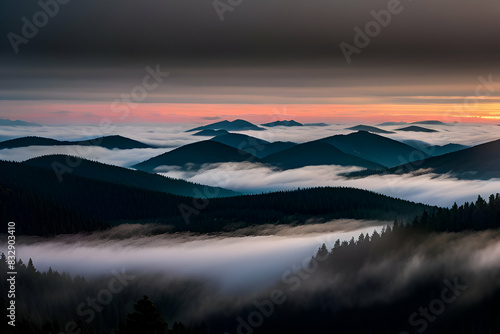 Panoramiczny widok streszczenie mgły lub dymu ruchu na czarnym tle. Białe tło zachmurzenia, mgły lub smogu.