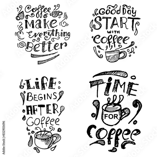 Quotes of Coffee doodle vector