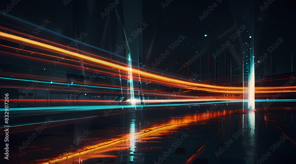Fototapeta premium Abstract background featuring light trails and flares