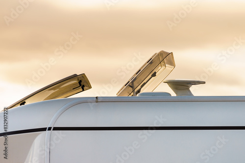 Sunroof, raisable window on roof top of camper photo