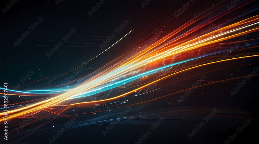 Abstract background featuring light trails and flares