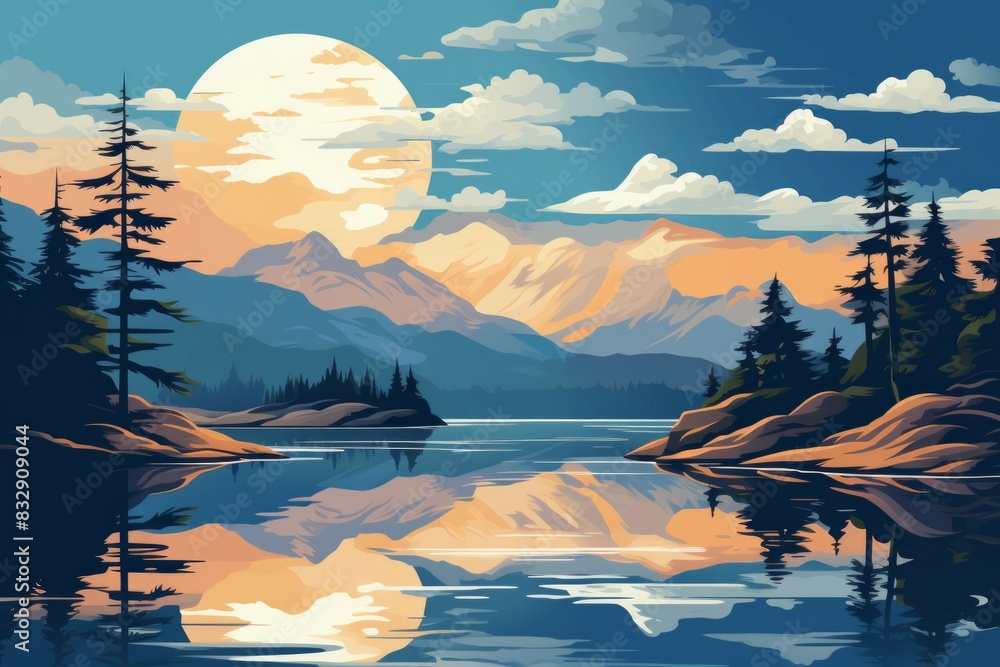Fotografie Lakeside reflections - Generative AI