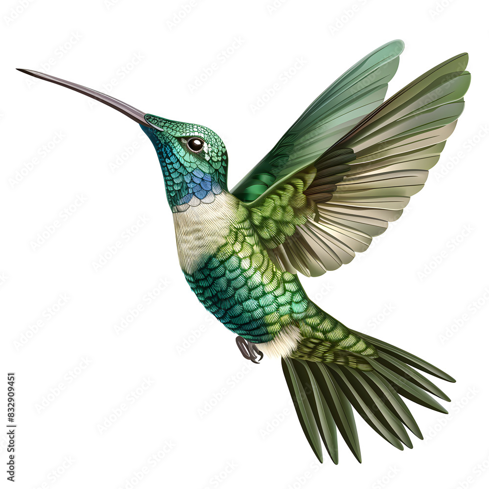 Obraz premium Vector illustration of a hummingbird on a white background. Suitable for crafting and digital design projects.[A-0001] .