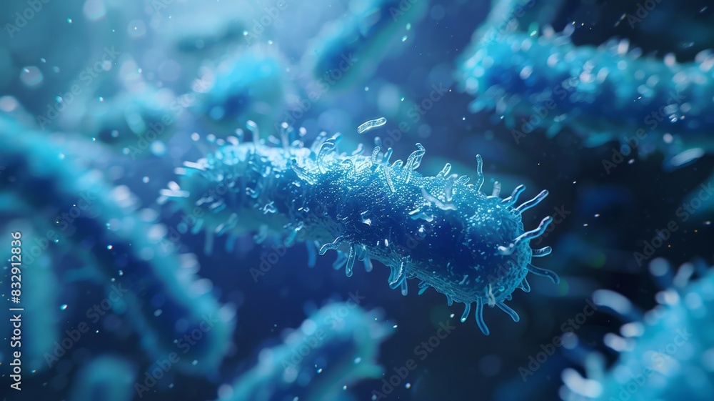Naklejka premium Detailed view of bacteria cells in a microscopic close-up