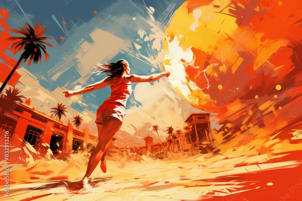 Obraz na plátně Beach volleyball - Generative AI
