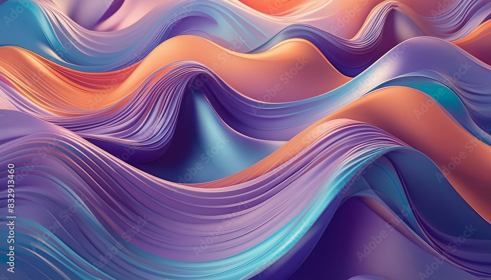 Fototapeta premium An abstract dynamic ribbon background that imitates cloth folders in colors of 90th