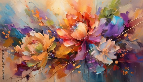 Wallpaper Mural An artistic gentle colorful background with flowers painted by a palette knife Torontodigital.ca