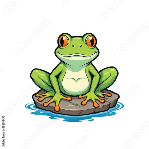 green frog isolated on transparent background © SetCartoon