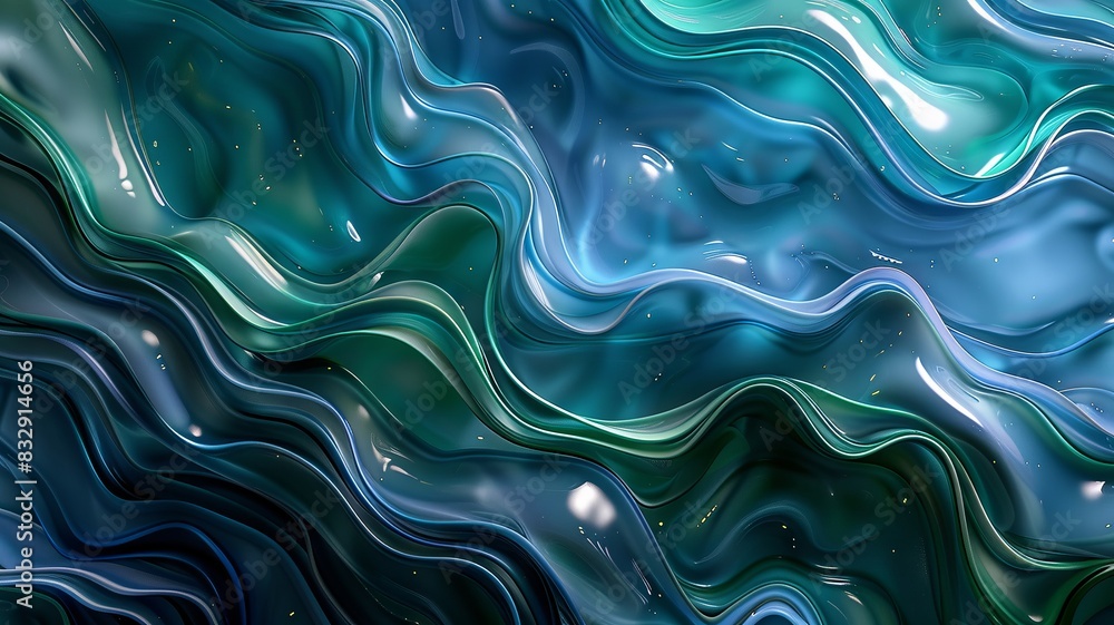 Fototapeta premium Luxurious waves of sapphire and emerald merging seamlessly